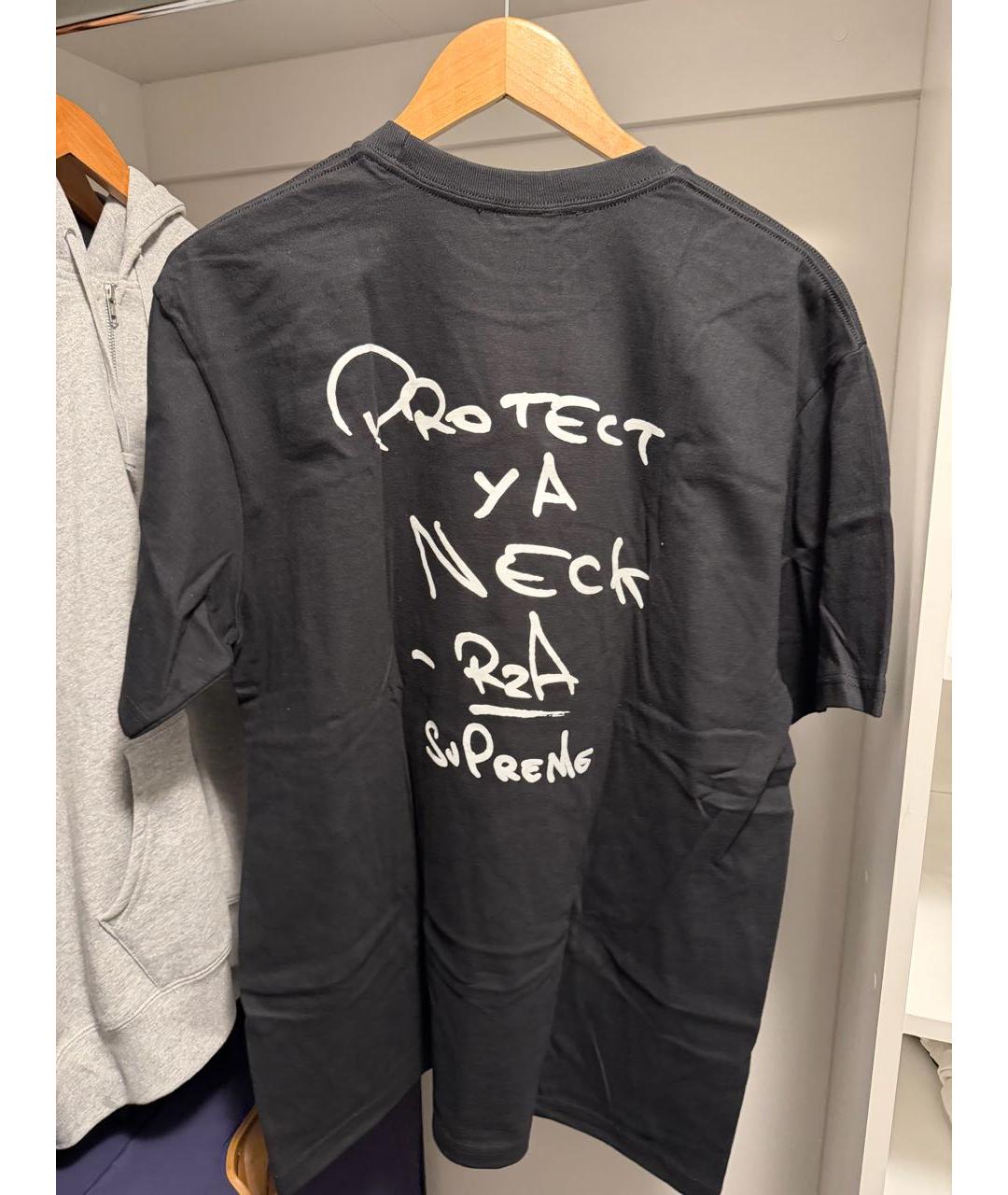 SUPREME Черная хлопковая футболка, фото 3