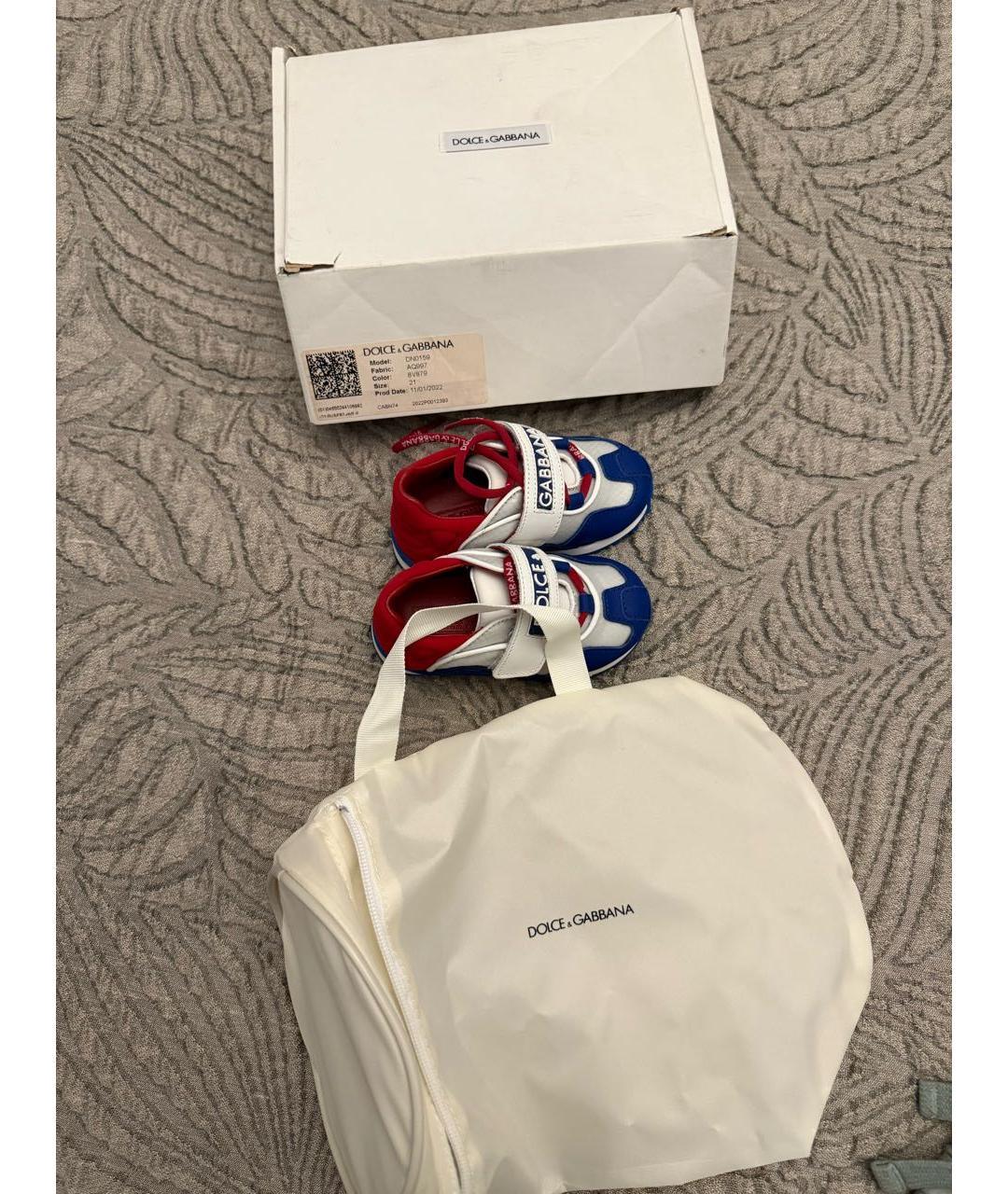 DOLCE&GABBANA Белые текстильные кеды, фото 3