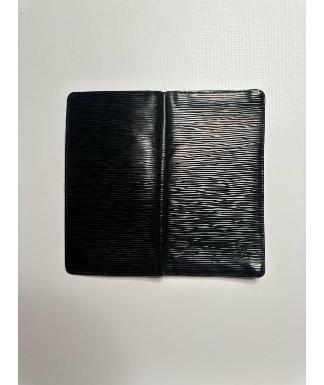 LOUIS VUITTON Черный кожаный кошелек, фото 4