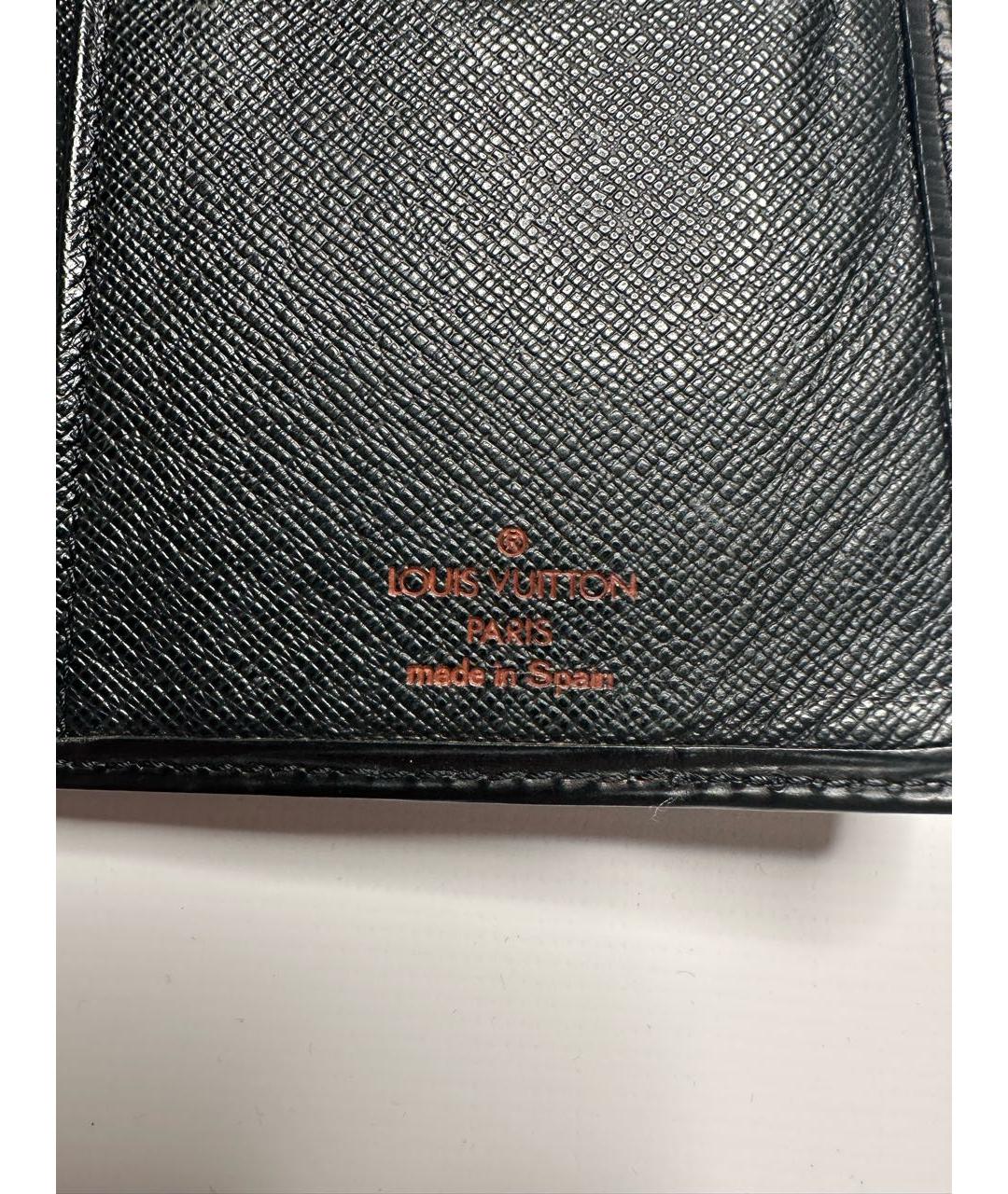 LOUIS VUITTON Черный кожаный кошелек, фото 6