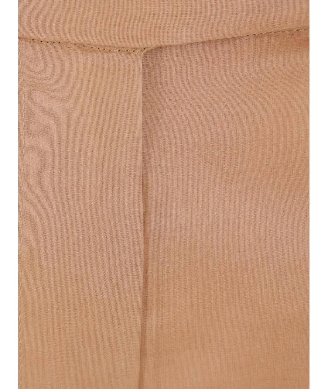 MAX MARA Бежевые шелковые прямые брюки, фото 4