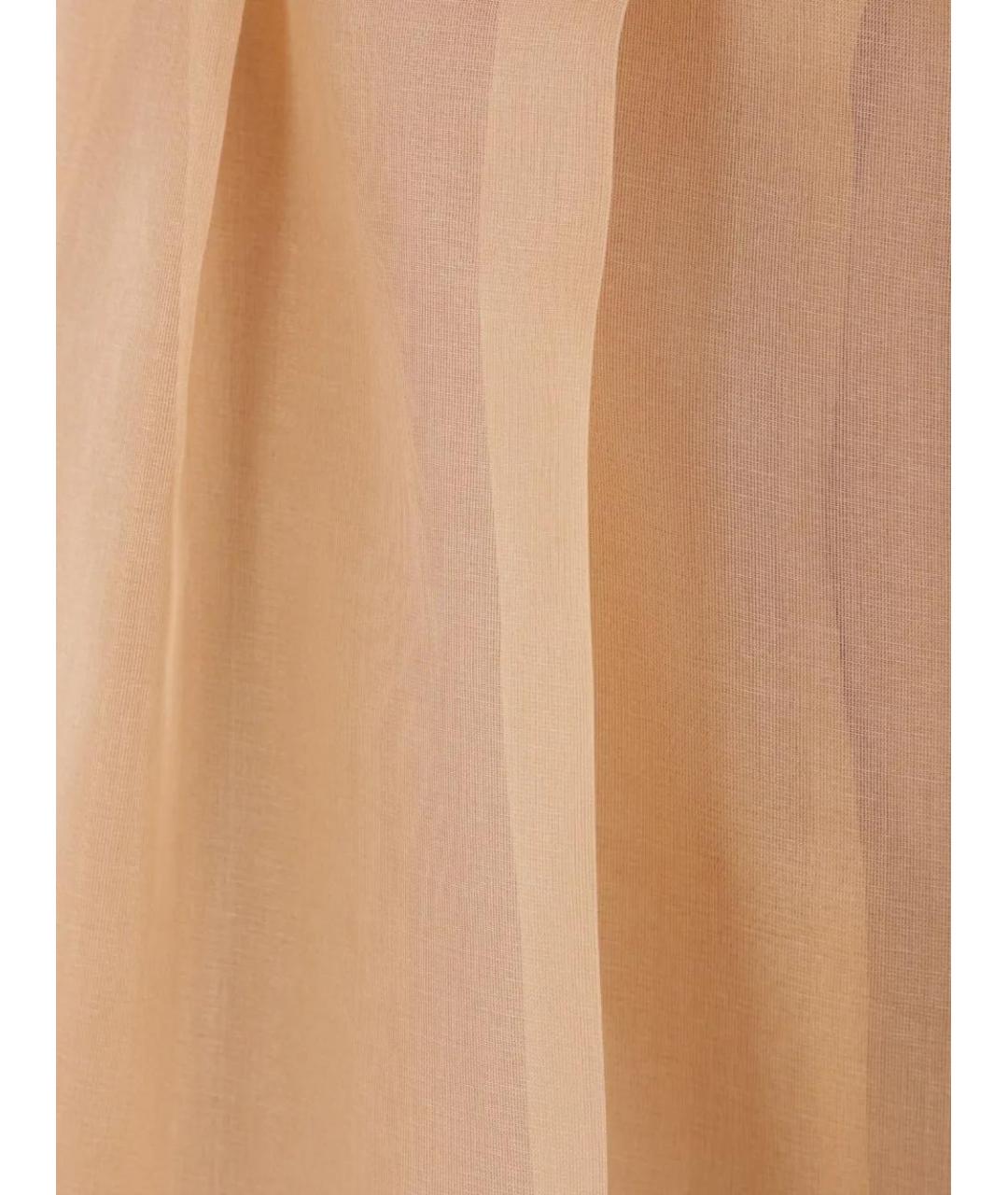 MAX MARA Бежевые шелковые прямые брюки, фото 3