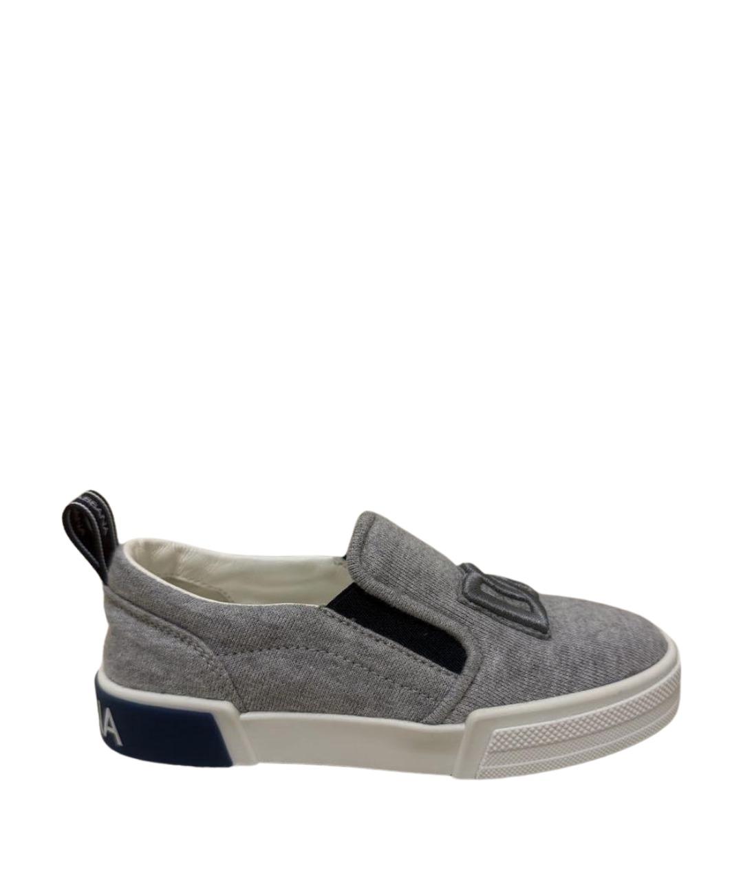 DOLCE & GABBANA KIDS Серые текстильные кеды, фото 1