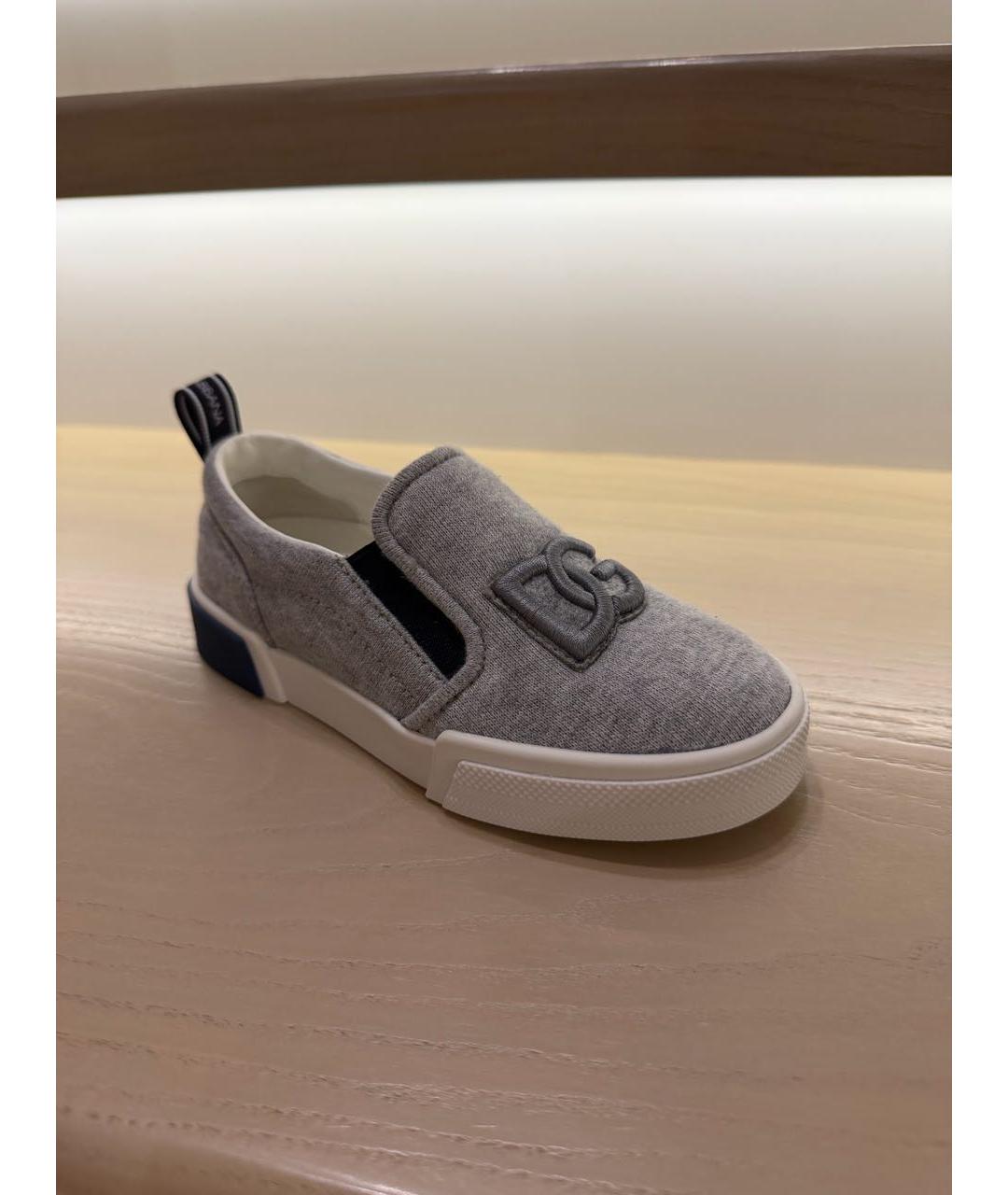 DOLCE & GABBANA KIDS Серые текстильные кеды, фото 2