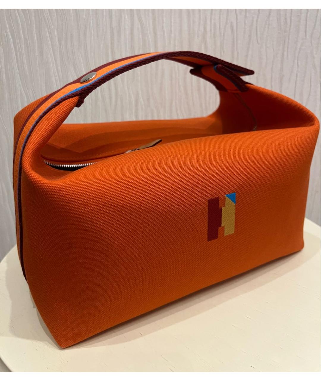 HERMES Оранжевая хлопковая косметичка, фото 2