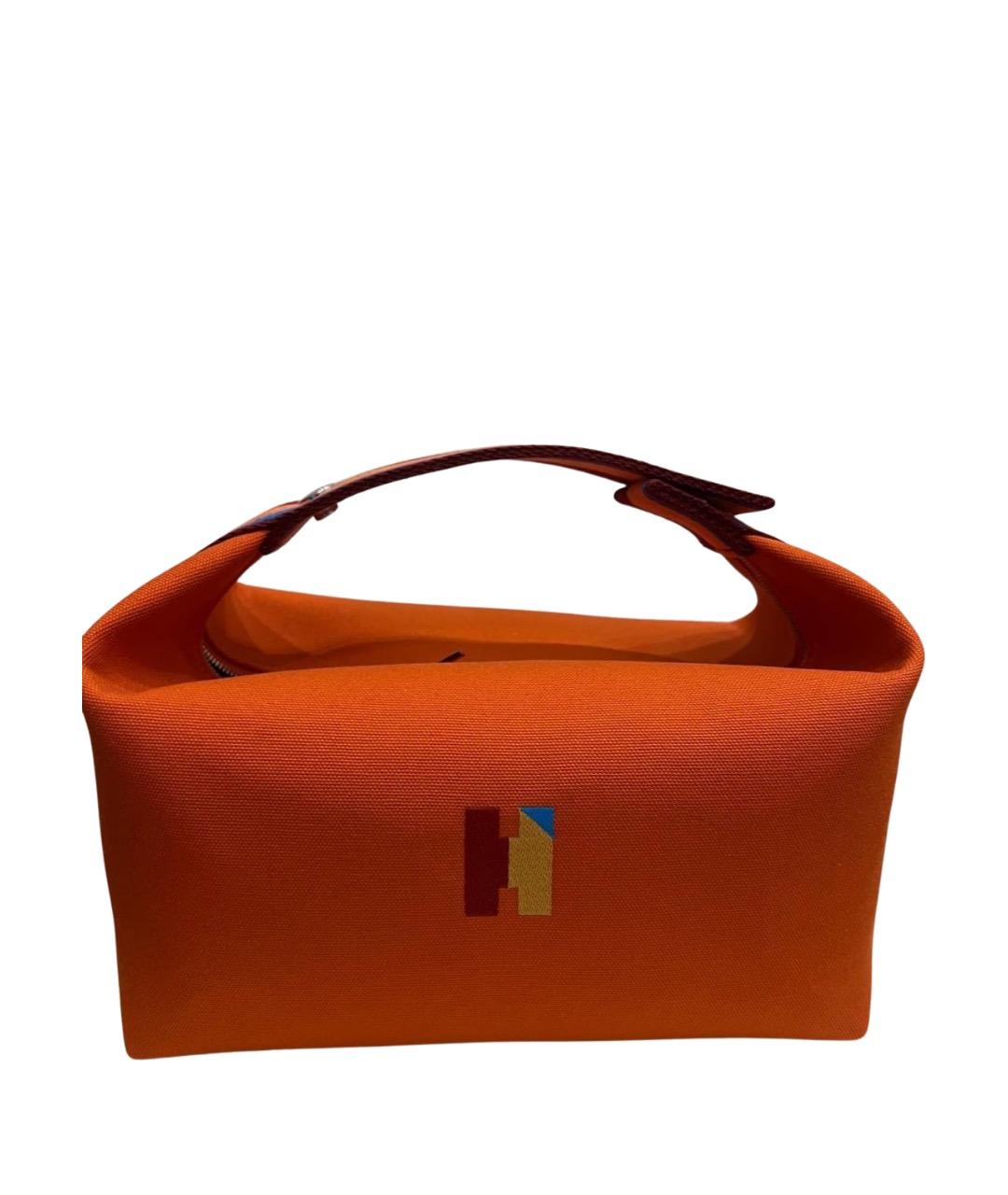 HERMES Оранжевая хлопковая косметичка, фото 1
