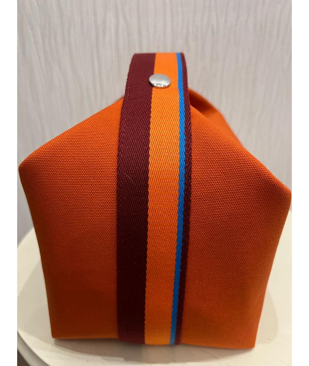 HERMES Оранжевая хлопковая косметичка, фото 3