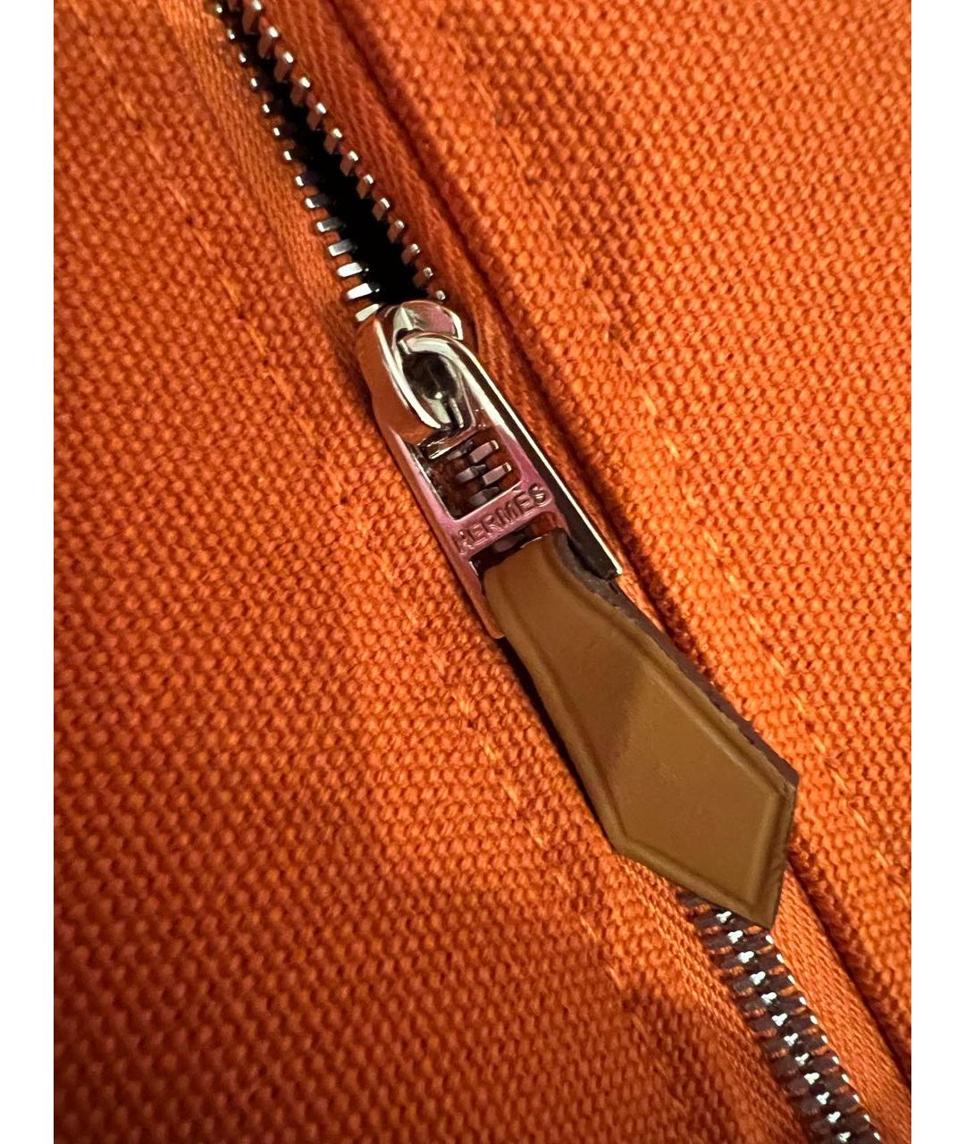 HERMES Оранжевая хлопковая косметичка, фото 5