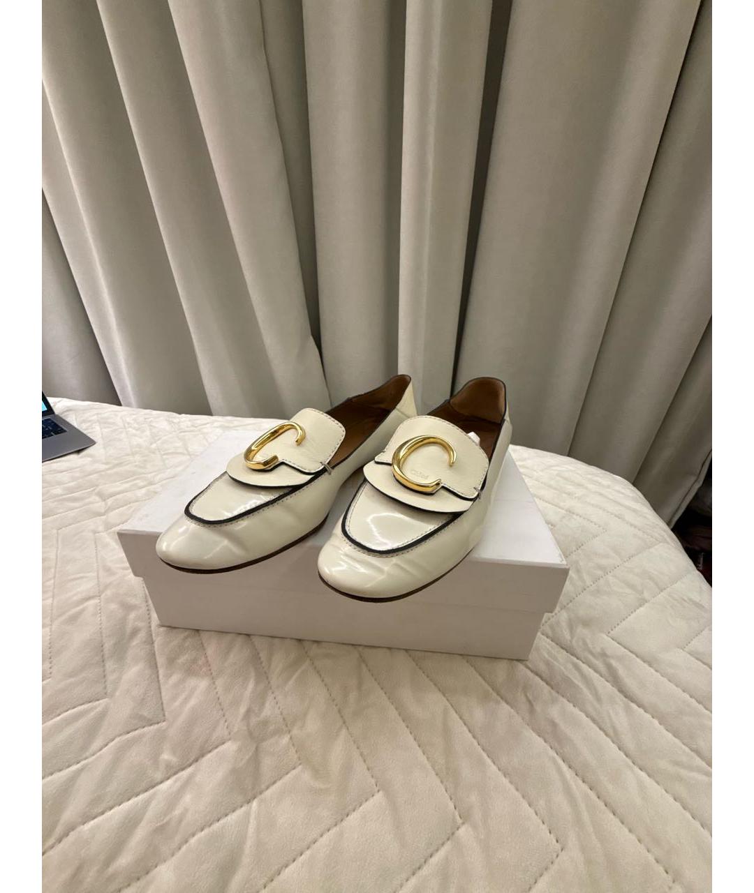 CHLOE Белые кожаные лоферы, фото 2