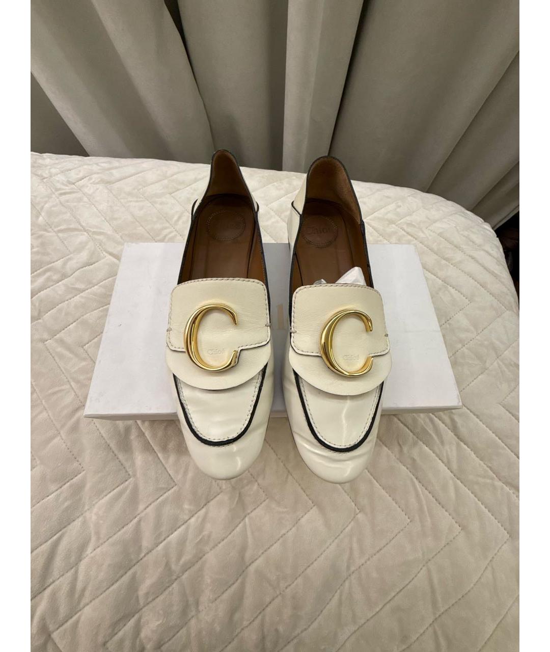 CHLOE Белые кожаные лоферы, фото 3