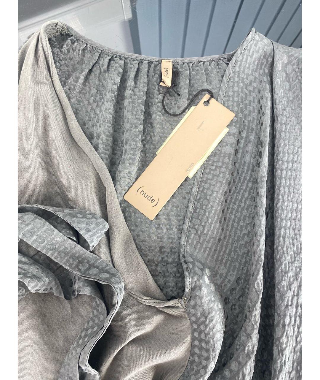 NUDE Серая шелковая блузы, фото 3