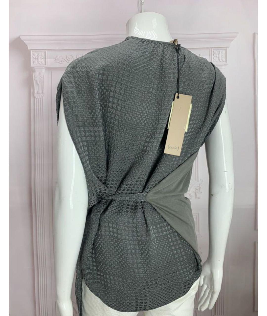 NUDE Серая шелковая блузы, фото 8