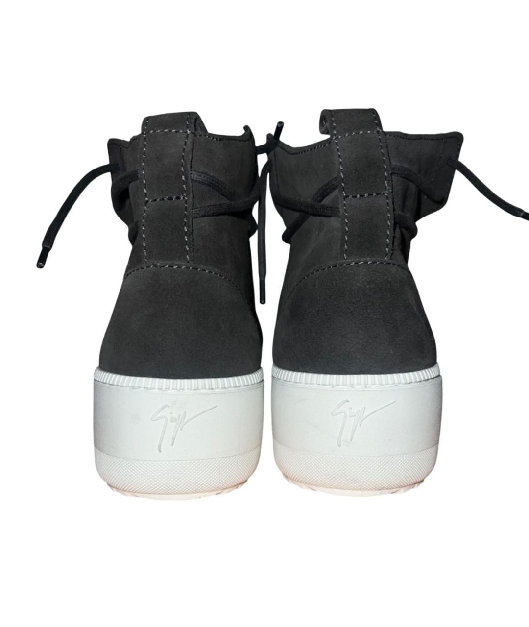 GIUSEPPE ZANOTTI DESIGN Серые замшевые высокие ботинки, фото 2