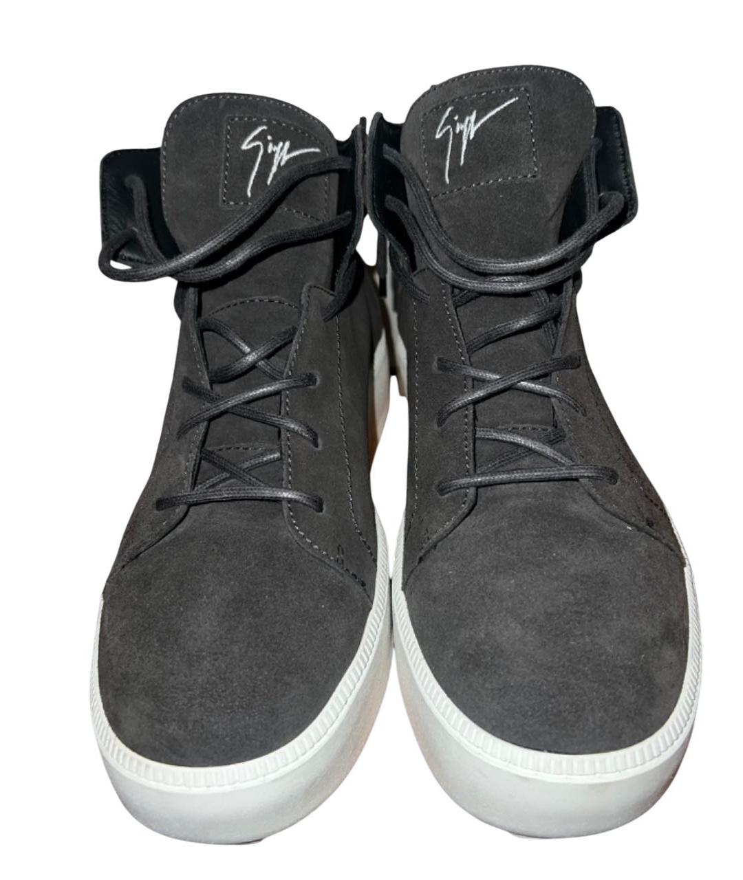 GIUSEPPE ZANOTTI DESIGN Серые замшевые высокие ботинки, фото 4