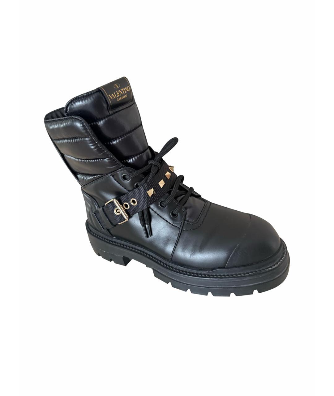 VALENTINO Черные кожаные ботинки, фото 1