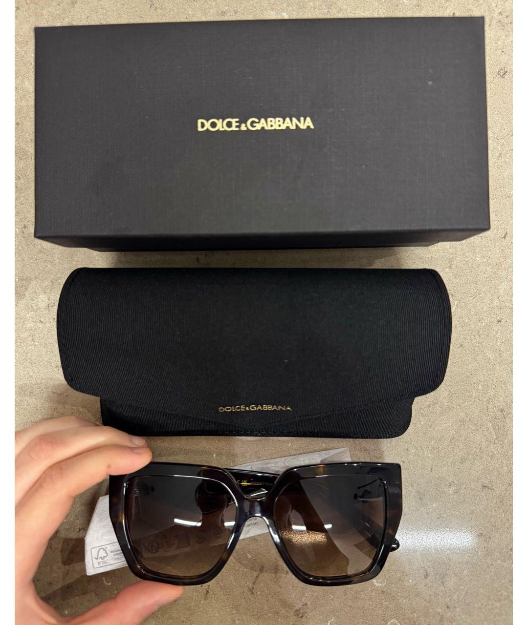 DOLCE&GABBANA Коричневые пластиковые солнцезащитные очки, фото 4