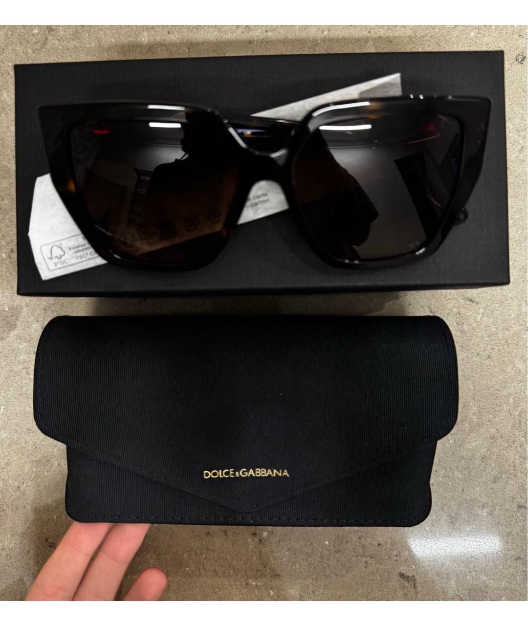 DOLCE&GABBANA Коричневые пластиковые солнцезащитные очки, фото 2