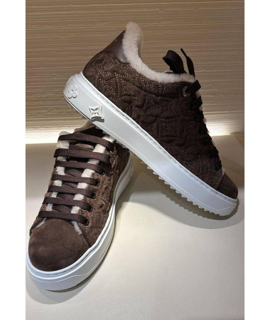 LOUIS VUITTON Коричневые замшевые кроссовки, фото 8