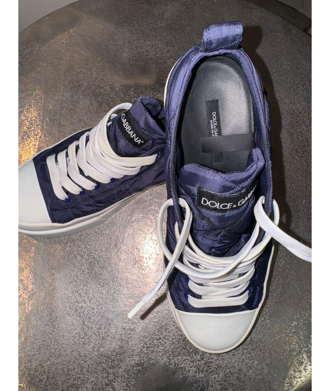 DOLCE&GABBANA Синие текстильные низкие кроссовки / кеды, фото 4