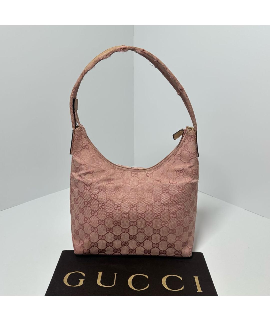 GUCCI Розовая тканевая сумка с короткими ручками, фото 2