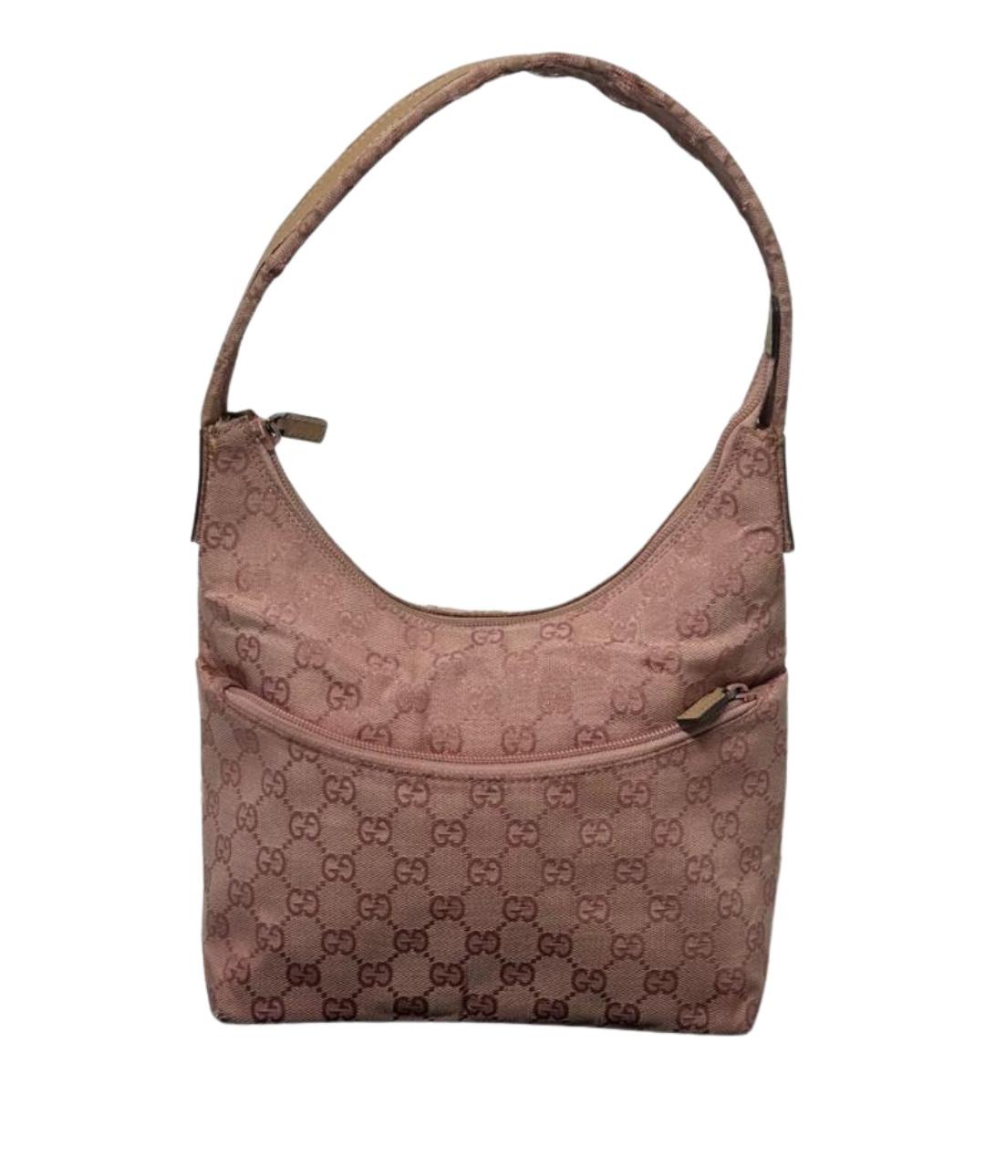 GUCCI Розовая тканевая сумка с короткими ручками, фото 1