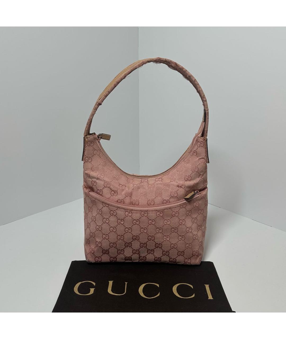 GUCCI Розовая тканевая сумка с короткими ручками, фото 6