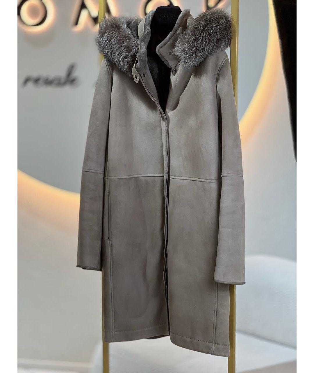 LORO PIANA Бежевая замшевая дубленка, фото 9