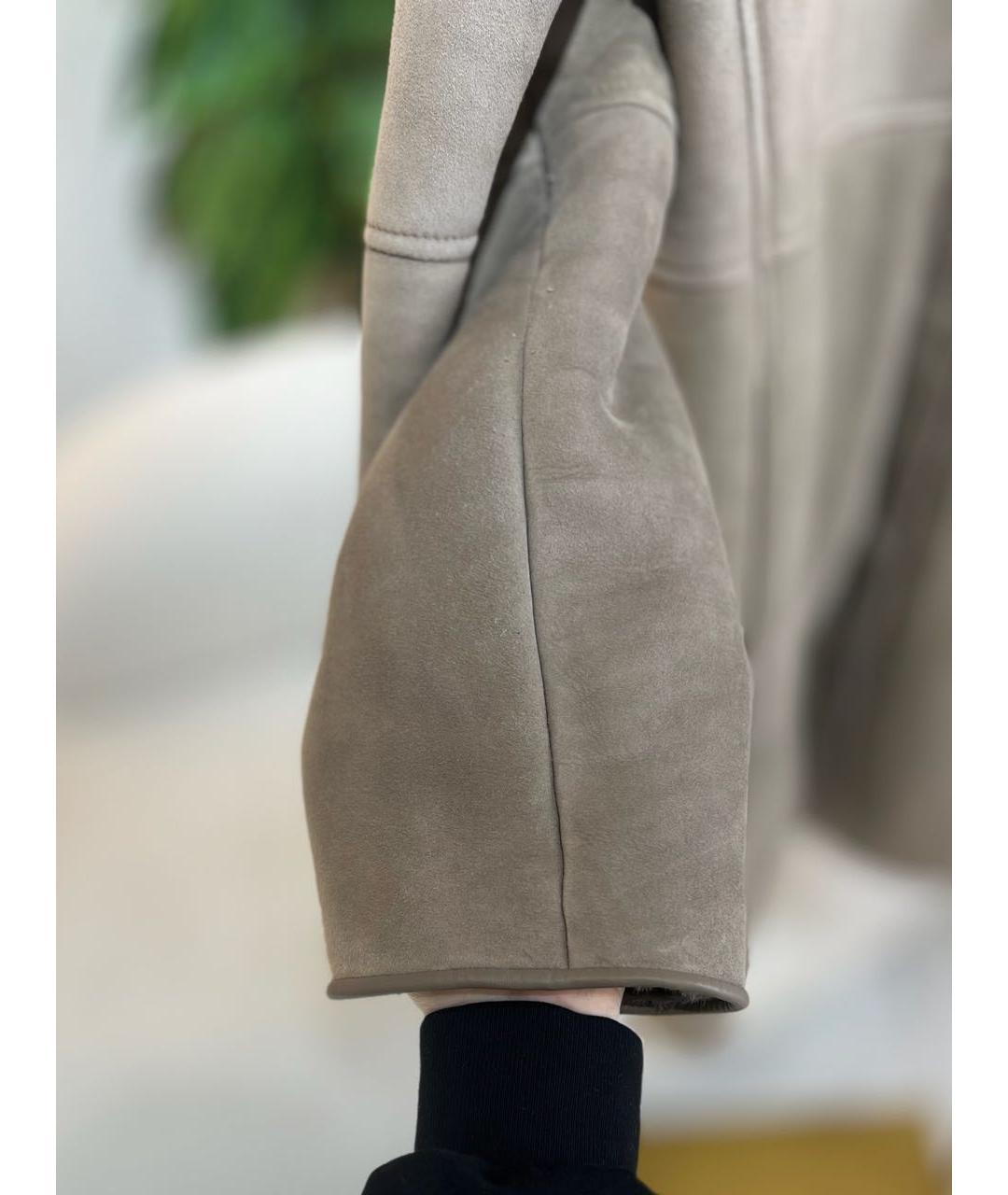 LORO PIANA Бежевая замшевая дубленка, фото 8