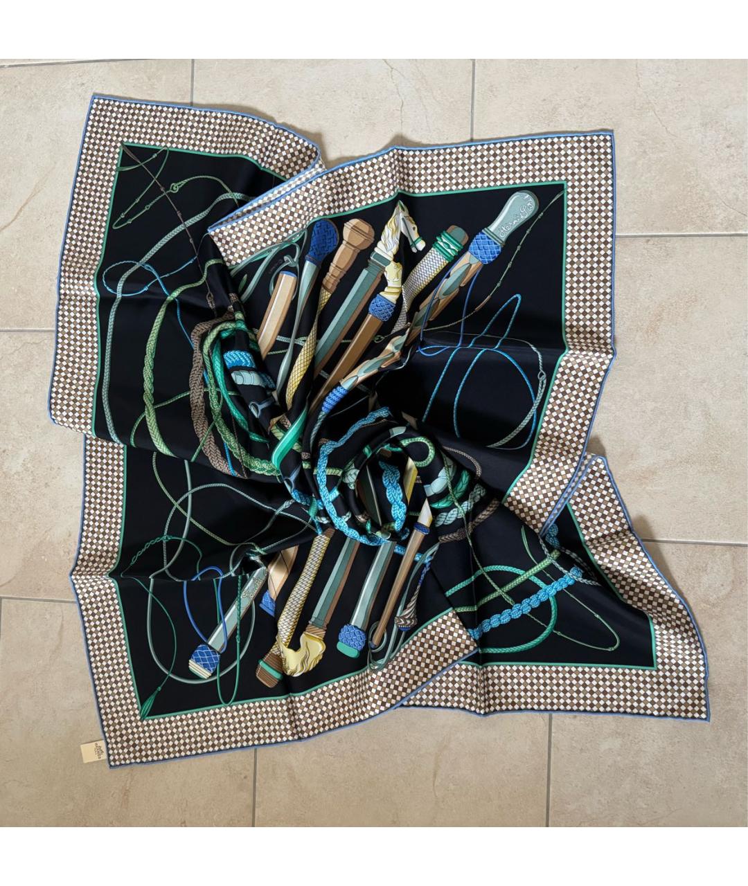 HERMES Мульти шелковый платок, фото 2