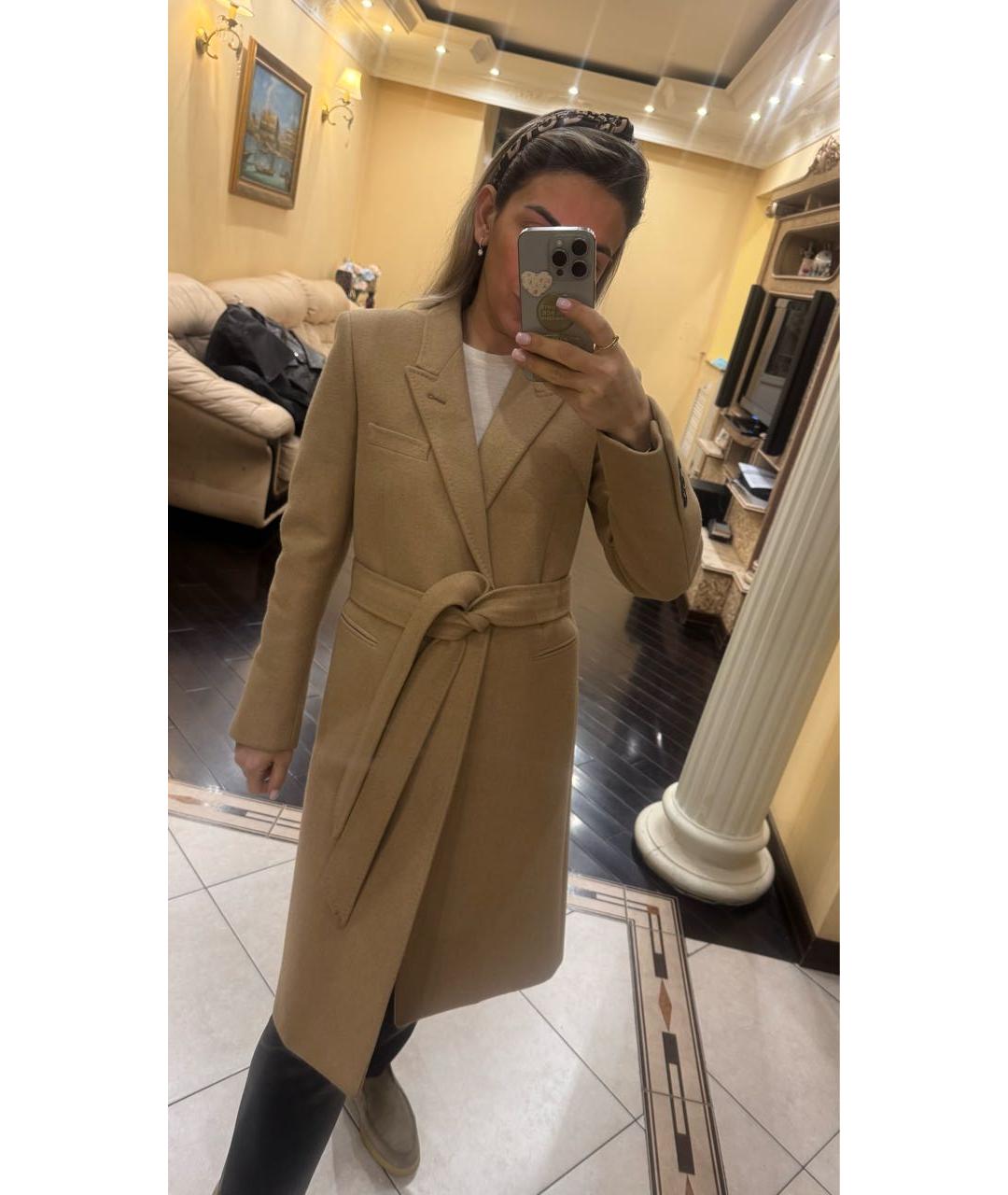 SAINT LAURENT Бежевое шерстяное пальто, фото 5