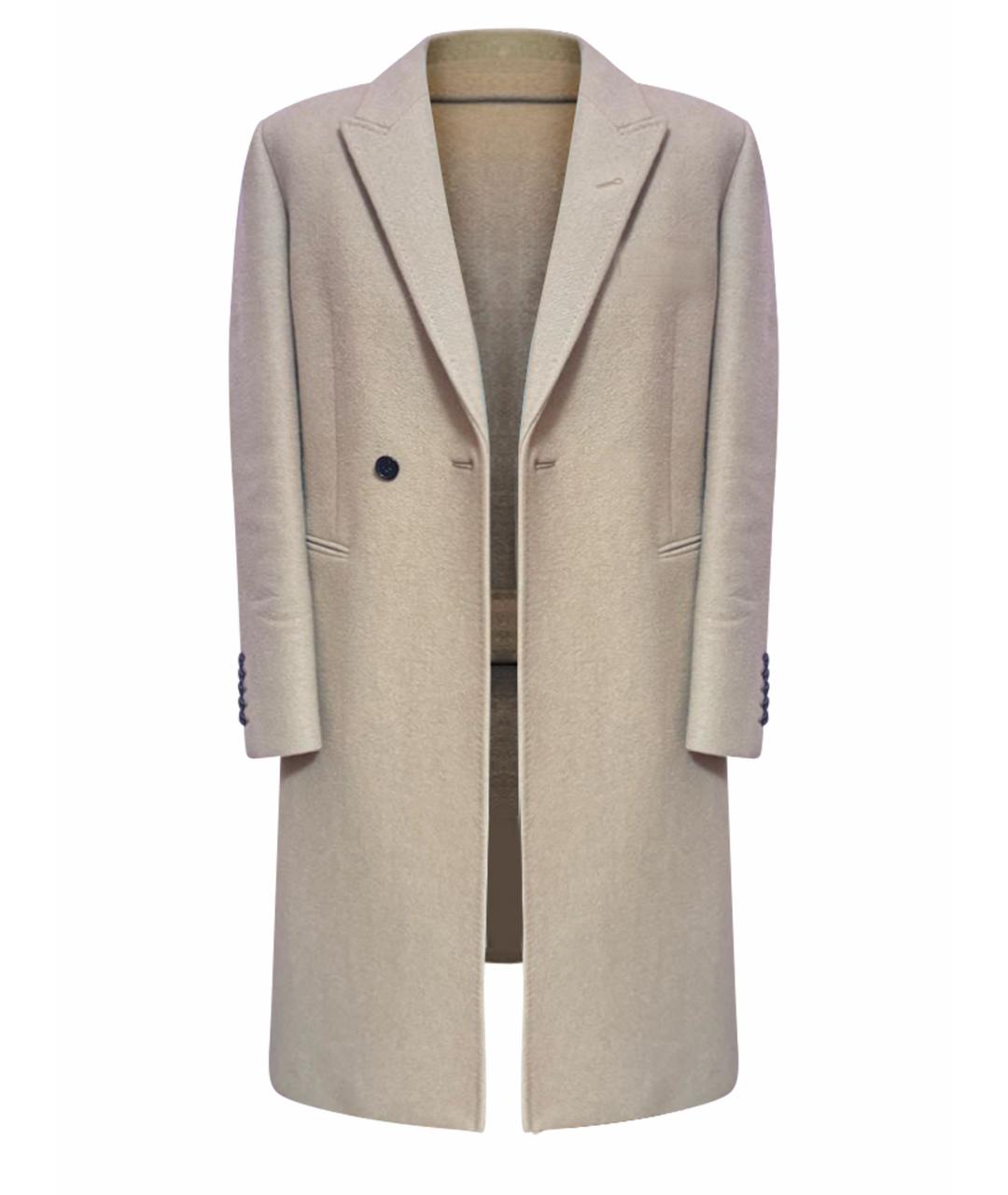 SAINT LAURENT Бежевое шерстяное пальто, фото 1