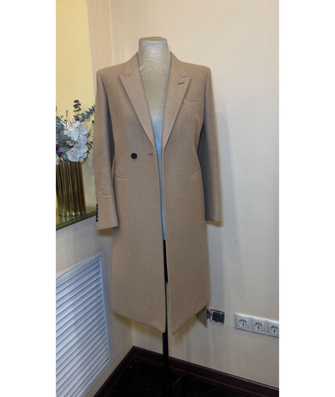 SAINT LAURENT Бежевое шерстяное пальто, фото 2