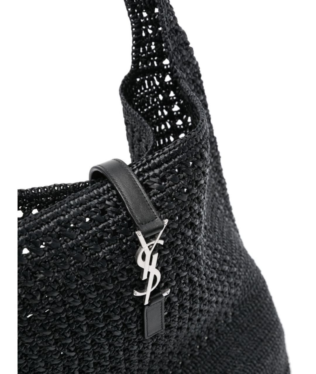 SAINT LAURENT Черная пелетеная сумка на плечо, фото 3