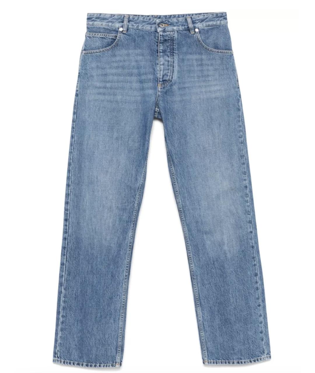 BOTTEGA VENETA Голубые хлопковые прямые джинсы, фото 1