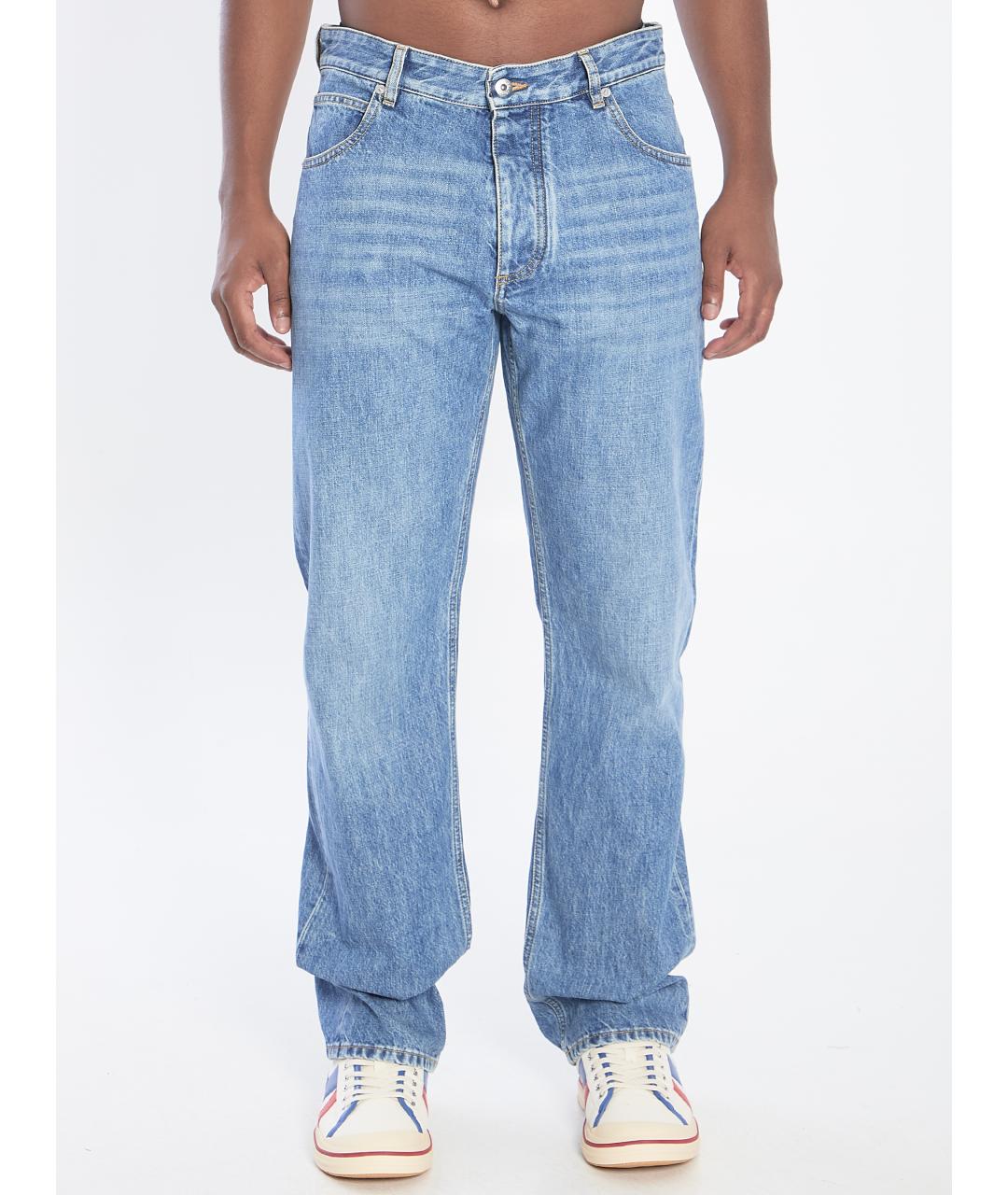 BOTTEGA VENETA Голубые хлопковые прямые джинсы, фото 5