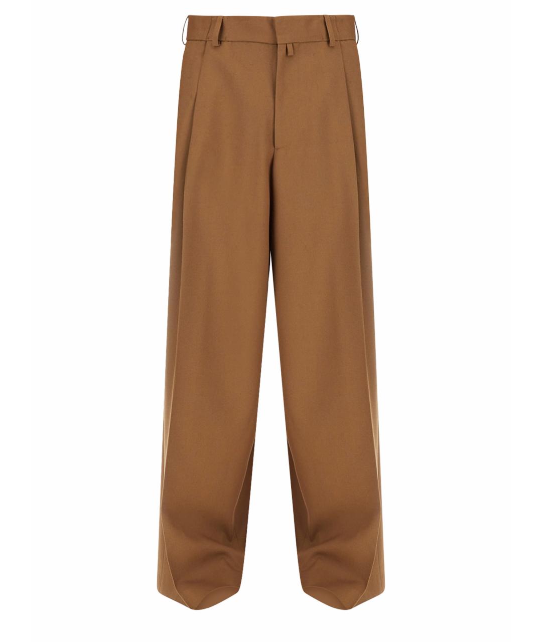 DRIES VAN NOTEN Коричневые шерстяные повседневные брюки, фото 1