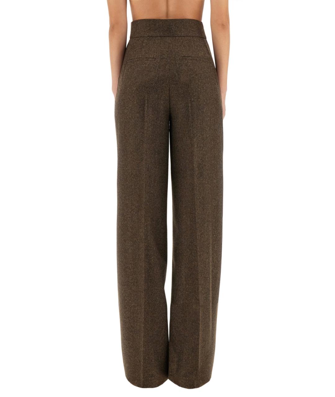 MAX MARA Коричневые шерстяные прямые брюки, фото 3
