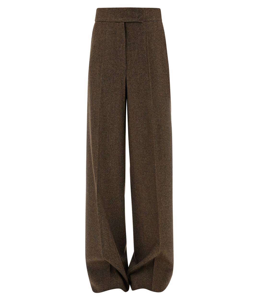 MAX MARA Коричневые шерстяные прямые брюки, фото 1