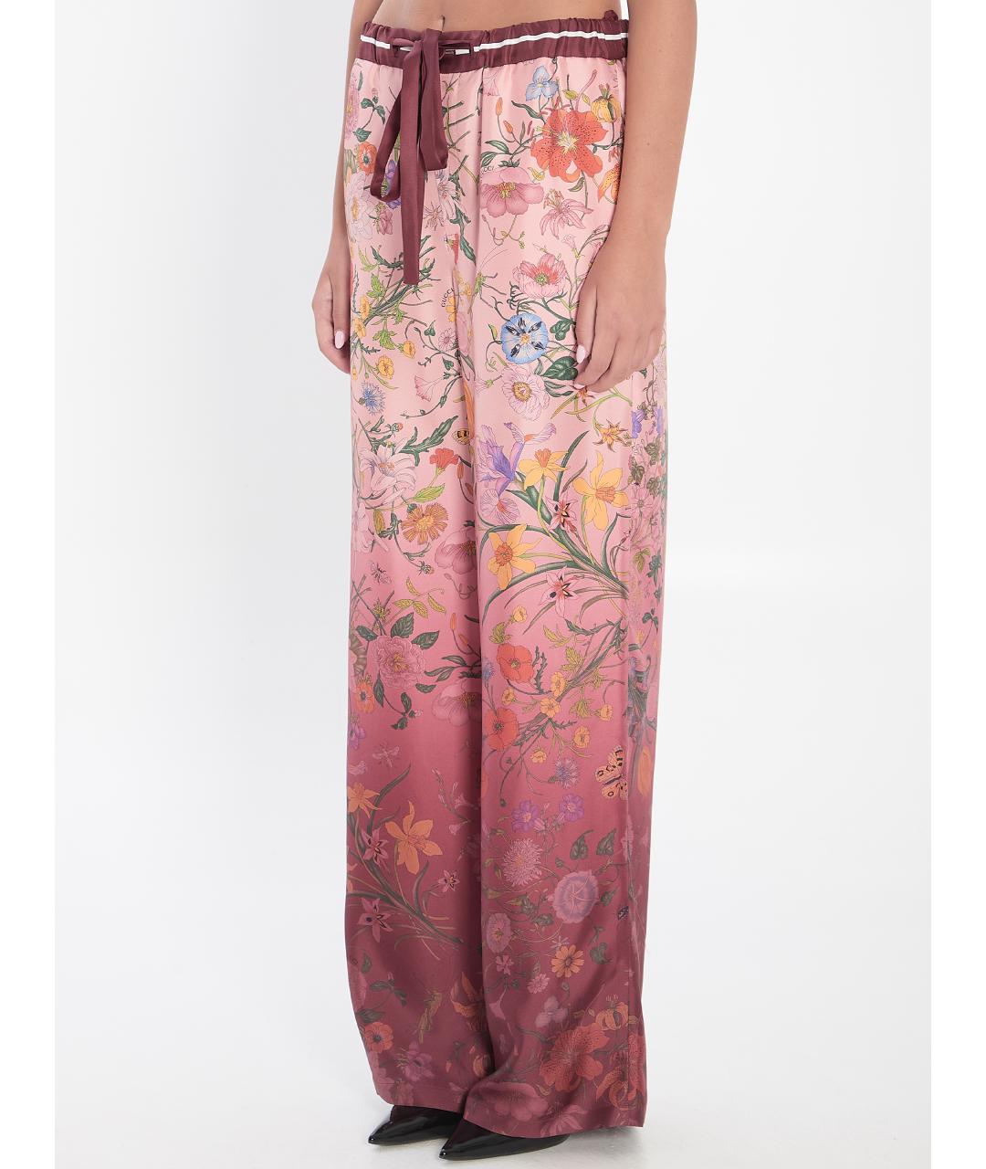 GUCCI Розовые шелковые прямые брюки, фото 3