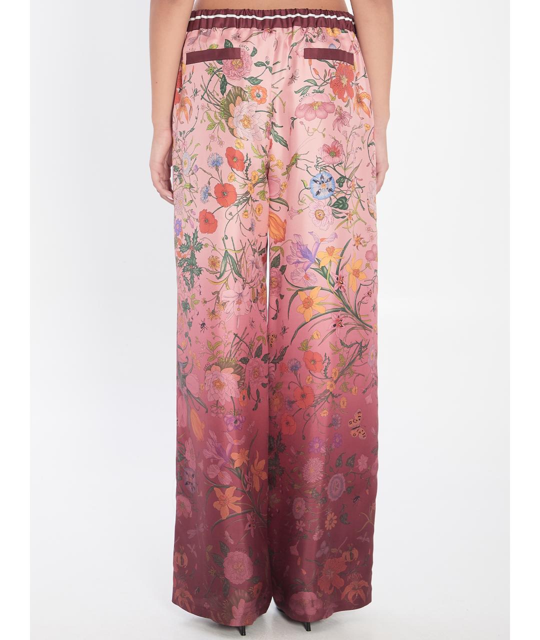 GUCCI Розовые шелковые прямые брюки, фото 5