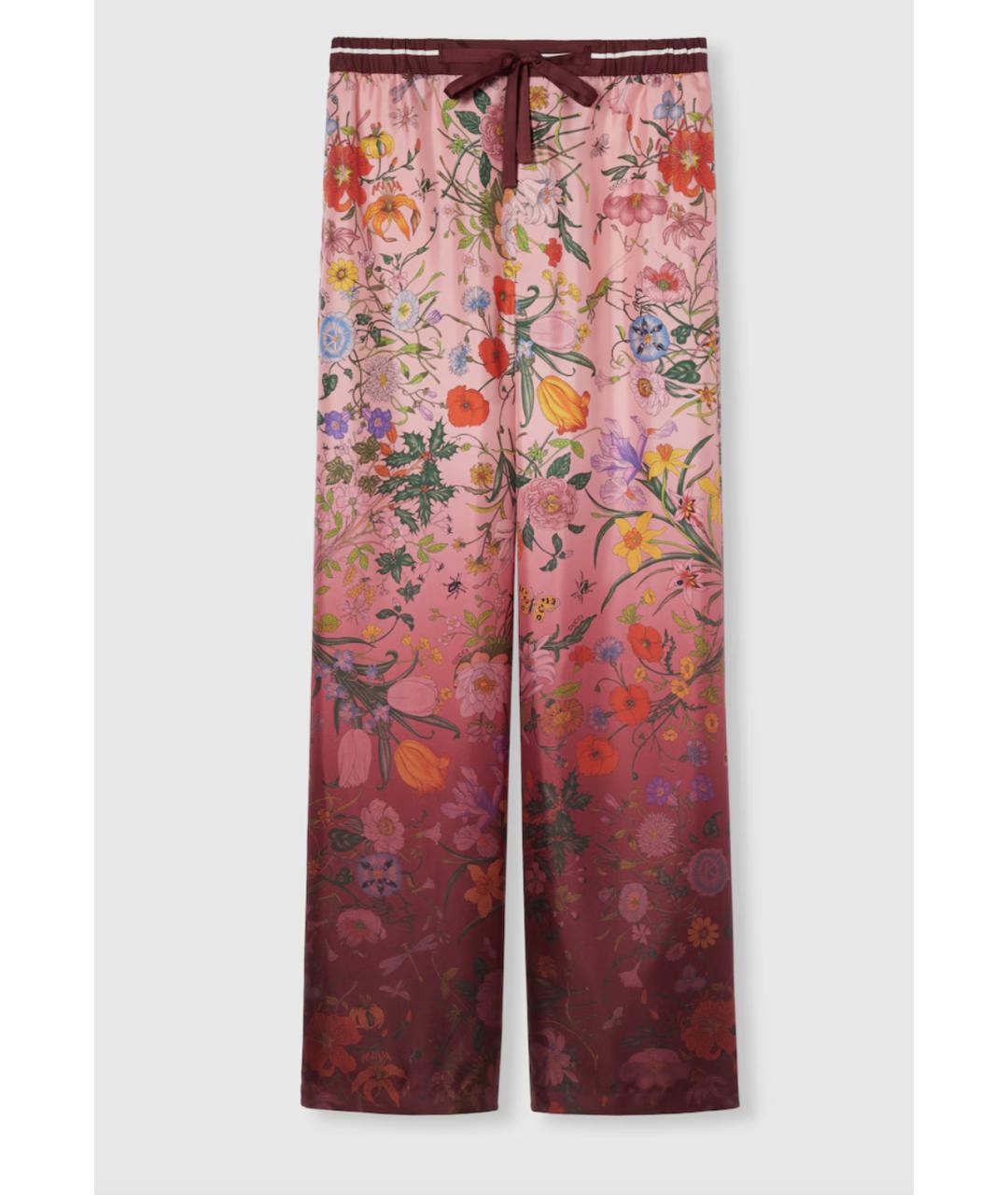 GUCCI Розовые шелковые прямые брюки, фото 6