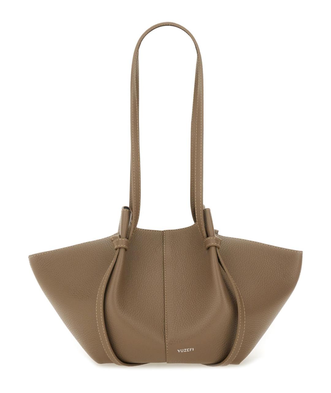 YUZEFI Серая кожаная сумка через плечо, фото 1