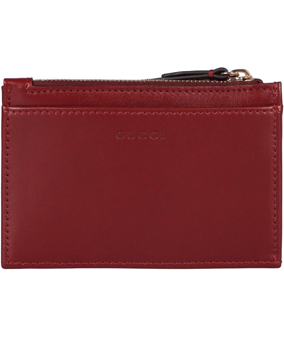 GUCCI Бордовый кожаный кардхолдер, фото 2