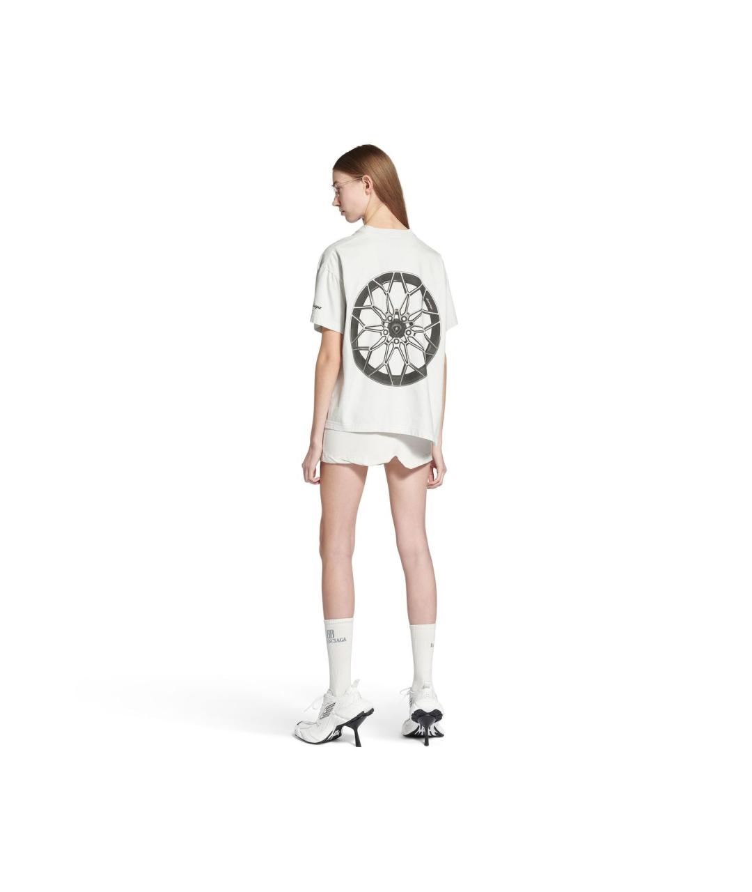 BALENCIAGA Белая хлопковая футболка, фото 4
