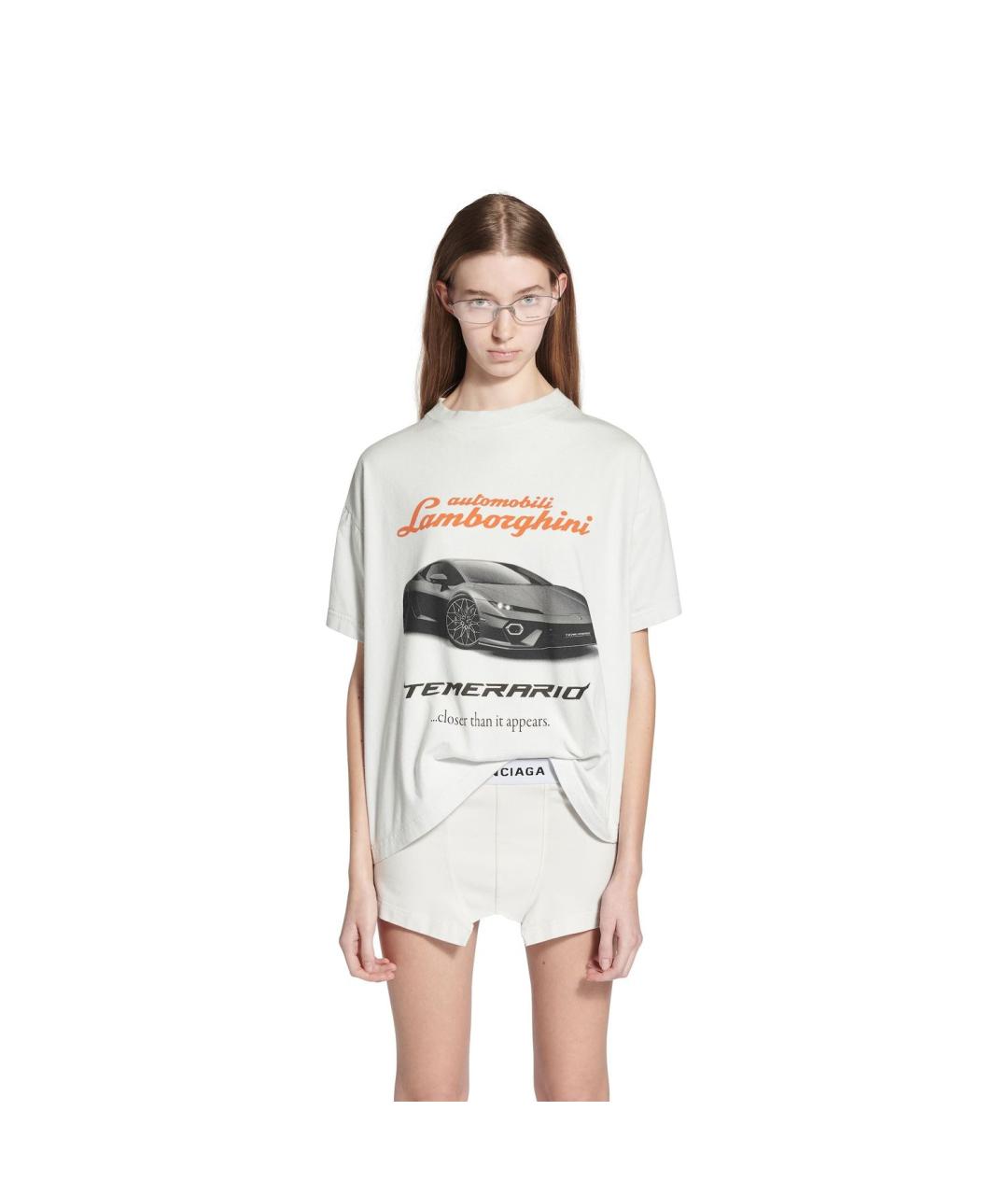 BALENCIAGA Белая хлопковая футболка, фото 3