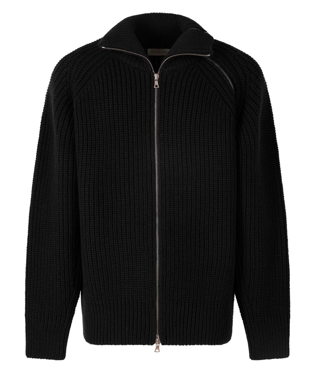 DRIES VAN NOTEN Черный шерстяной кардиган, фото 1