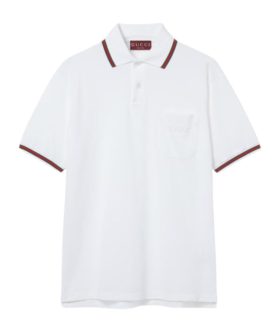 GUCCI Белое хлопковое поло с коротким рукавом, фото 1