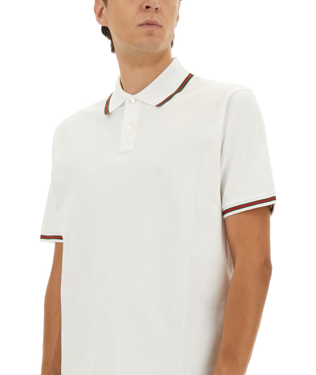 GUCCI Белое хлопковое поло с коротким рукавом, фото 5