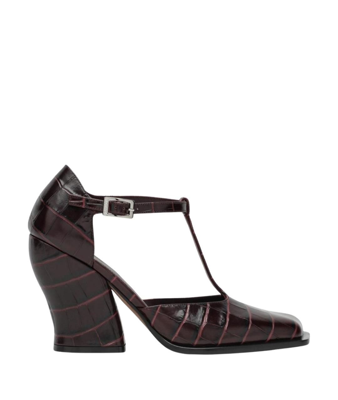 LOEWE Бордовые кожаные туфли, фото 1