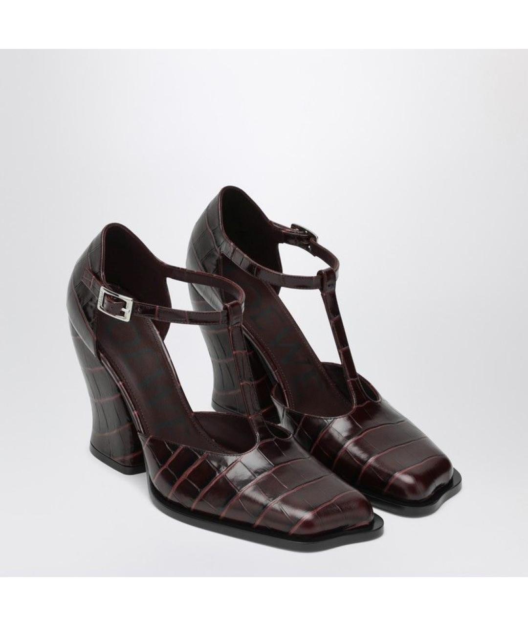 LOEWE Бордовые кожаные туфли, фото 2